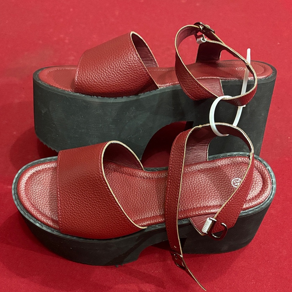 Elegant Red Platform Sandals